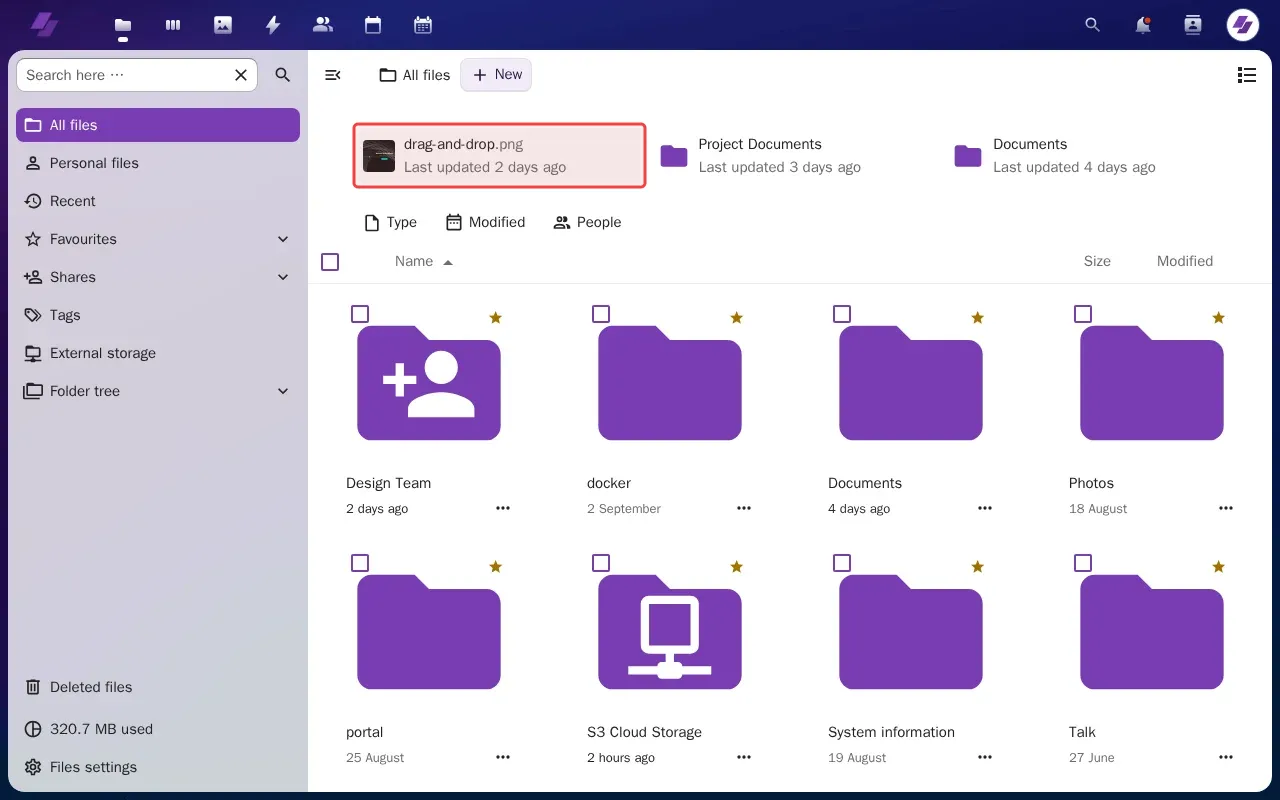 Screenshot showing clicking drag-and-drop.png file to select it for sharing