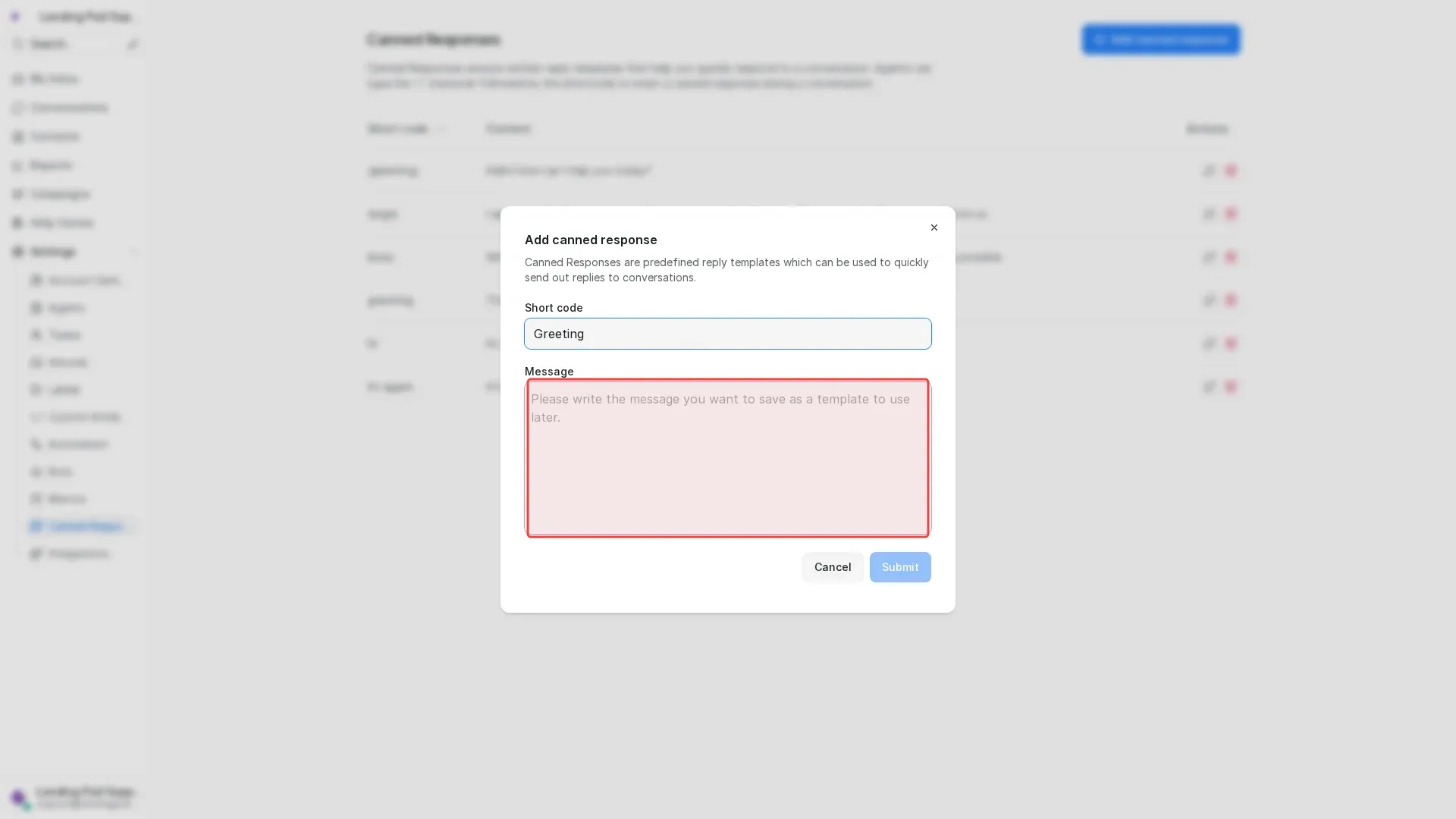 Screenshot showing typing message content in the text editor field